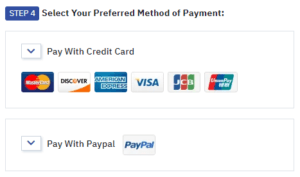 唯一付款方式是信用卡或借記卡以及PayPal
